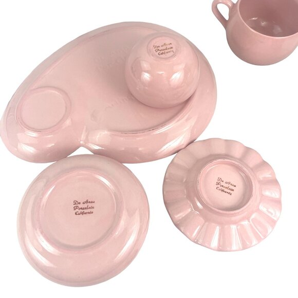 De Anza Porcelain California Pink Breakfas Set With Saucer Creamer Sugar Bowl an - Picture 13 of 15